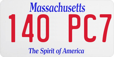 MA license plate 140PC7