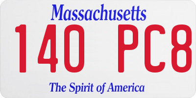 MA license plate 140PC8