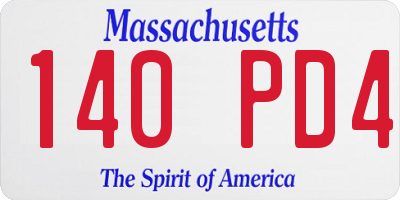 MA license plate 140PD4