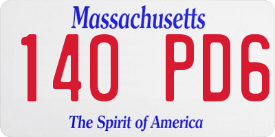 MA license plate 140PD6