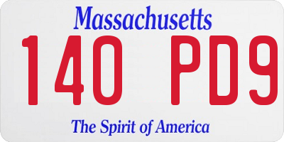 MA license plate 140PD9