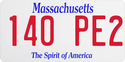 MA license plate 140PE2