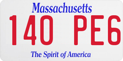MA license plate 140PE6