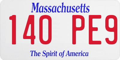 MA license plate 140PE9