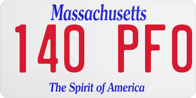 MA license plate 140PF0