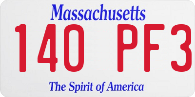 MA license plate 140PF3