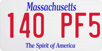 MA license plate 140PF5