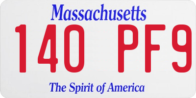 MA license plate 140PF9
