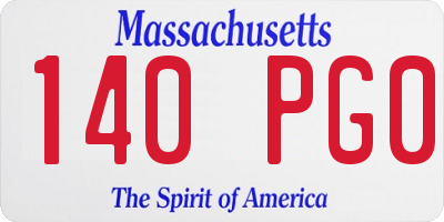 MA license plate 140PG0