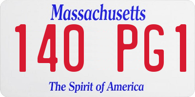 MA license plate 140PG1