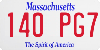 MA license plate 140PG7