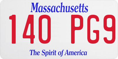 MA license plate 140PG9