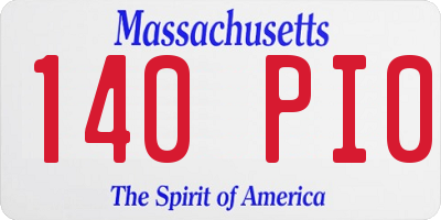 MA license plate 140PI0