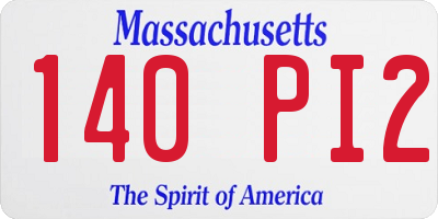 MA license plate 140PI2