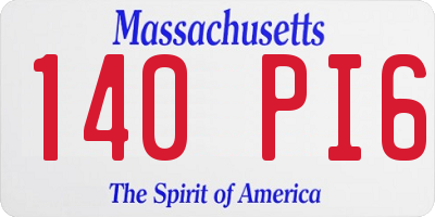 MA license plate 140PI6