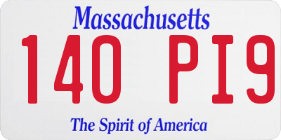 MA license plate 140PI9