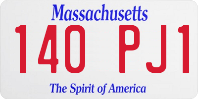 MA license plate 140PJ1