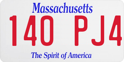 MA license plate 140PJ4