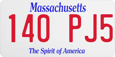 MA license plate 140PJ5