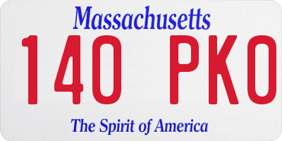 MA license plate 140PK0