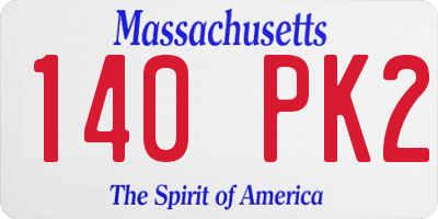 MA license plate 140PK2
