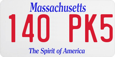 MA license plate 140PK5