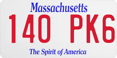 MA license plate 140PK6