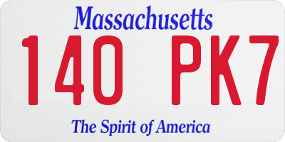 MA license plate 140PK7