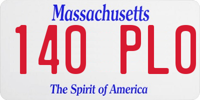 MA license plate 140PL0