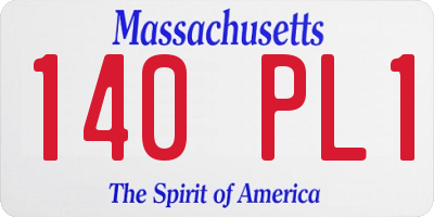 MA license plate 140PL1