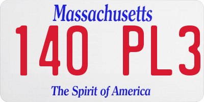 MA license plate 140PL3