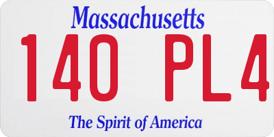 MA license plate 140PL4