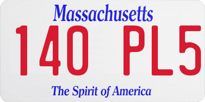 MA license plate 140PL5