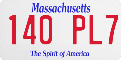 MA license plate 140PL7