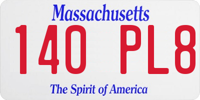 MA license plate 140PL8