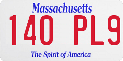 MA license plate 140PL9