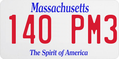 MA license plate 140PM3