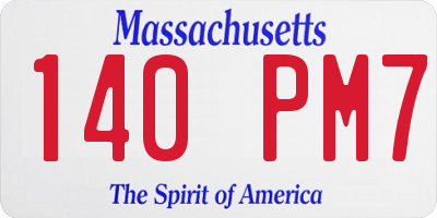 MA license plate 140PM7