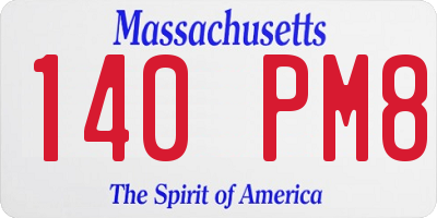MA license plate 140PM8