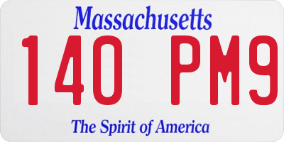 MA license plate 140PM9