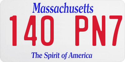 MA license plate 140PN7