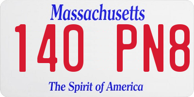 MA license plate 140PN8