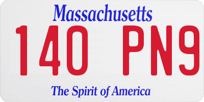 MA license plate 140PN9