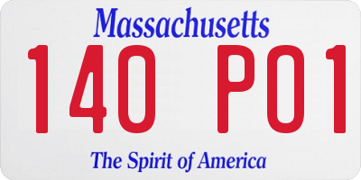 MA license plate 140PO1