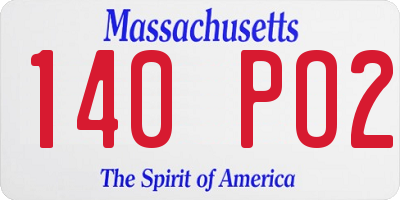 MA license plate 140PO2