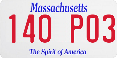MA license plate 140PO3