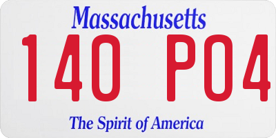 MA license plate 140PO4
