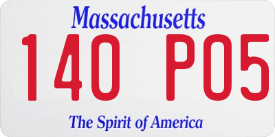MA license plate 140PO5