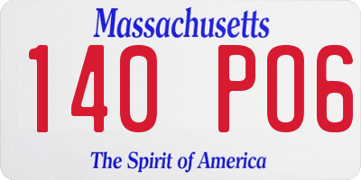 MA license plate 140PO6