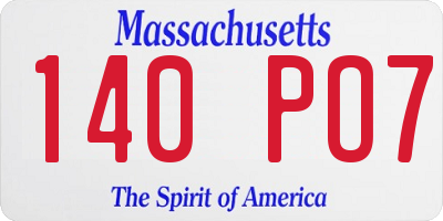 MA license plate 140PO7
